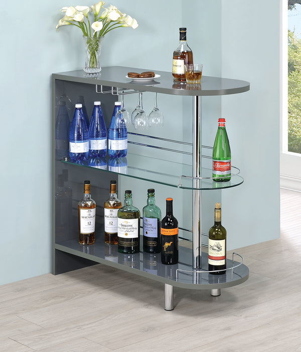 Adolfo 3-tier Bar Table Glossy Grey and Clear
