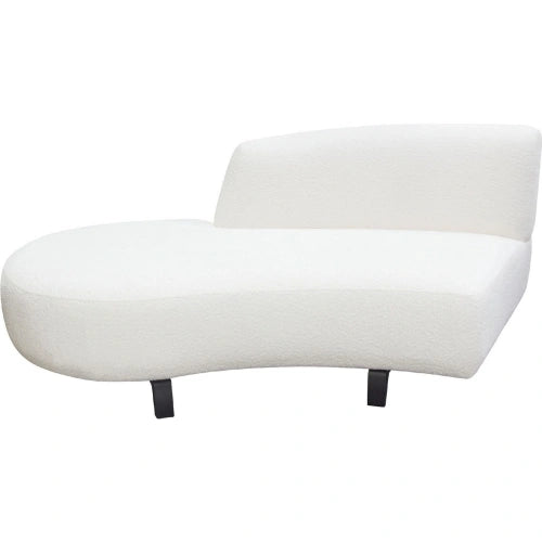 Vesper Curved Armless Left Chaise in Faux White Shearling w/ Black Wood Leg Base