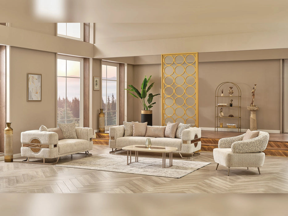 Nova 3-pieces (Sofa & Loveseat & Chair) Livingroom Set Cream