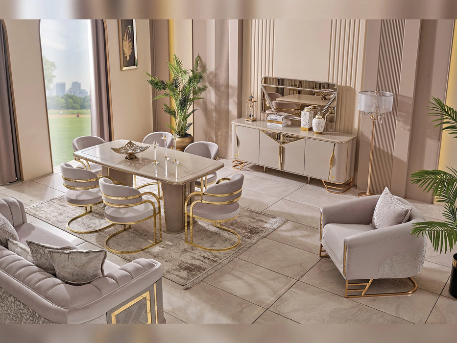 Romans Diningroom (Consol With Mirror & Dining Table & 6 Dining Chair)