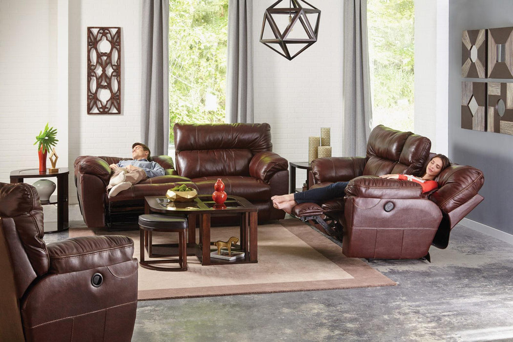 Catnapper Milan Lay Flat Reclining Console Loveseat in Walnut 4349