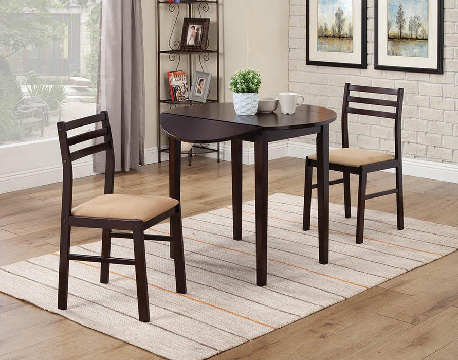 Bucknell 3-piece Dining Set with Drop Leaf Cappuccino and Tan