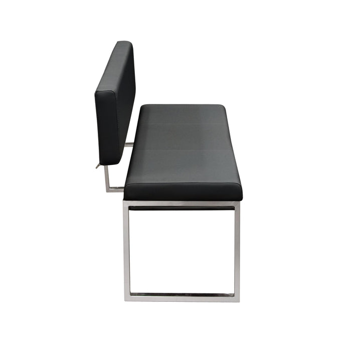 Knox Bench w/ Back & Stainless Steel Frame by Diamond Sofa - Black