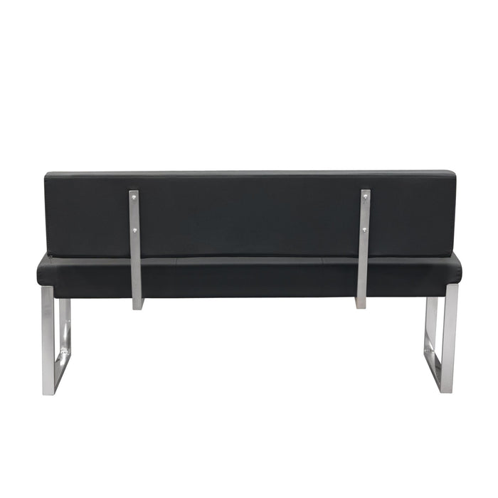 Knox Bench w/ Back & Stainless Steel Frame by Diamond Sofa - Black