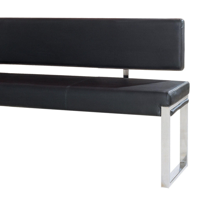 Knox Bench w/ Back & Stainless Steel Frame by Diamond Sofa - Black