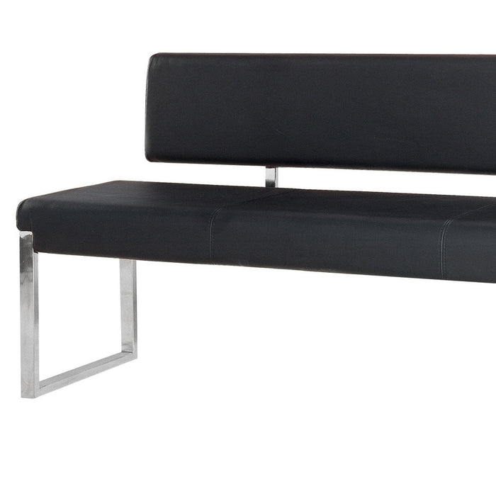 Knox Bench w/ Back & Stainless Steel Frame by Diamond Sofa - Black