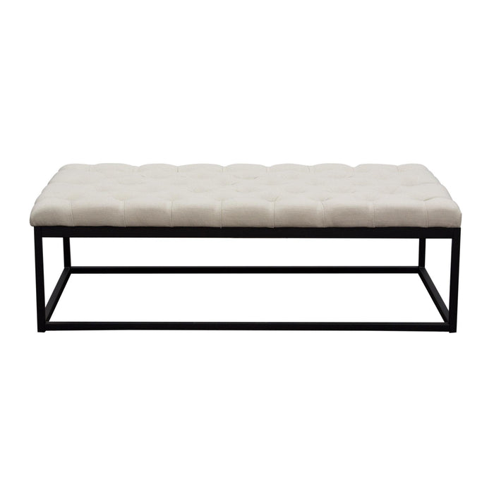 Mateo Black Powder Coat Metal Large Linen Tufted Bench by Diamond Sofa - Desert Sand Linen image