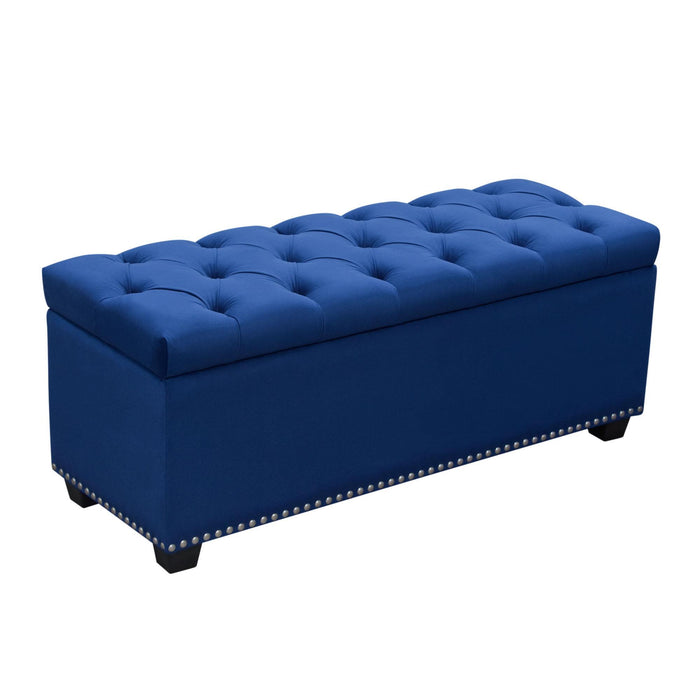 Majestic Tufted Velvet Lift-Top Storage Trunk w/ Nail Head Accent by Diamond Sofa - Royal Blue Velvet