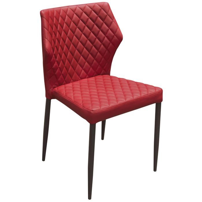 Milo 4-Pack Dining Chairs in Red Diamond Tufted Leatherette with Black Powder Coat Legs by Diamond Sofa