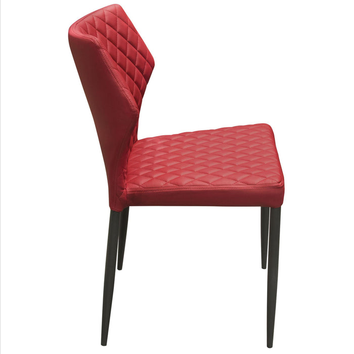 Milo 4-Pack Dining Chairs in Red Diamond Tufted Leatherette with Black Powder Coat Legs by Diamond Sofa