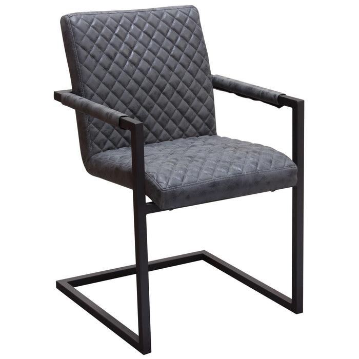 Nolan 2-Pack Dining Chairs in Charcoal Diamond Tufted Leatherette on Charcoal Powder Coat Frame by Diamond Sofa