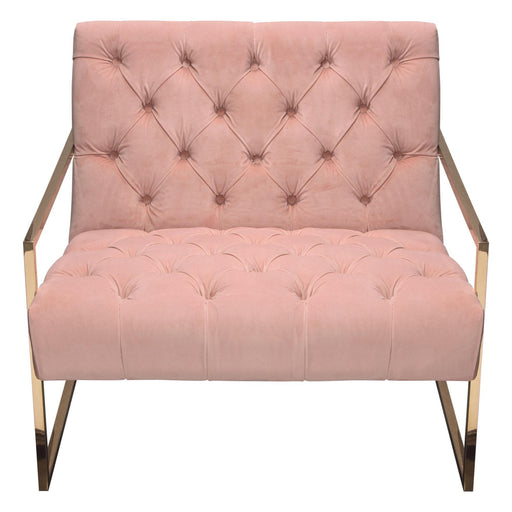 Luxe Accent Chair in Blush Pink Tufted Velvet Fabric with Polished Gold Stainless Steel Frame by Diamond Sofa image