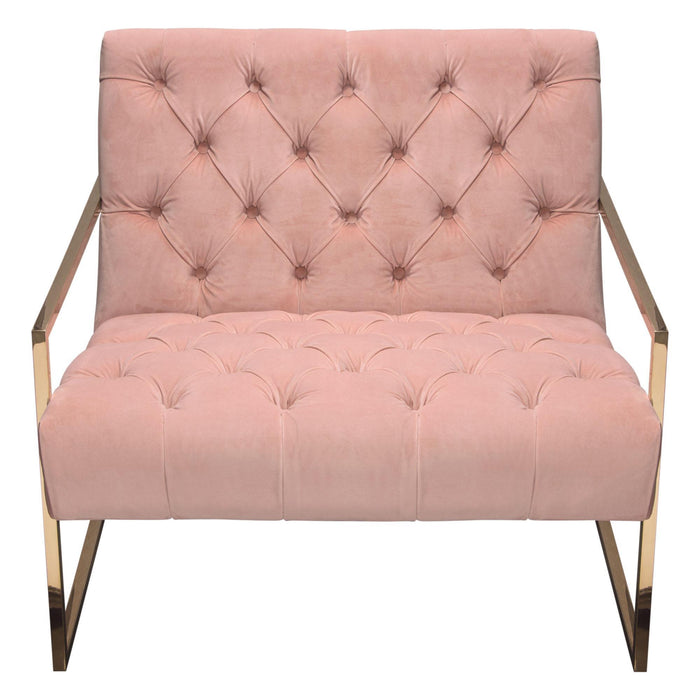 Luxe Accent Chair in Blush Pink Tufted Velvet Fabric with Polished Gold Stainless Steel Frame by Diamond Sofa image