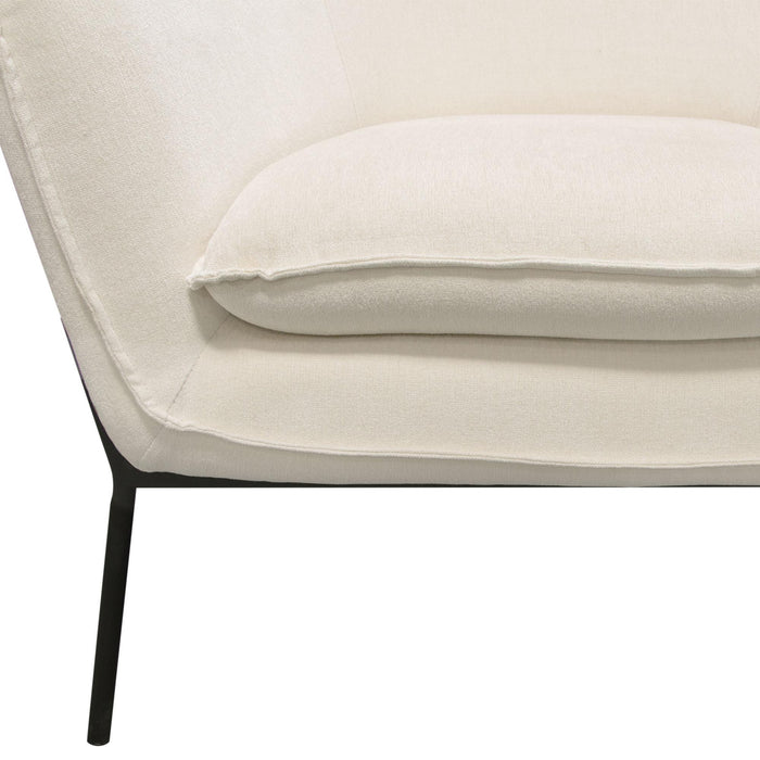 Status Accent Chair in Cream Fabric with Black Powder Coated Metal Leg by Diamond Sofa