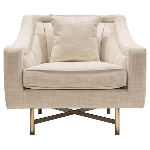 Croft Fabric Chair in Sand Linen Fabric w/ Accent Pillow and Gold Metal Criss-Cross Frame by Diamond Sofa image