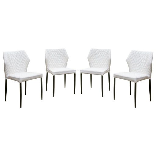 Milo 4-Pack Dining Chairs in White Diamond Tufted Leatherette with Black Powder Coat Legs by Diamond Sofa image