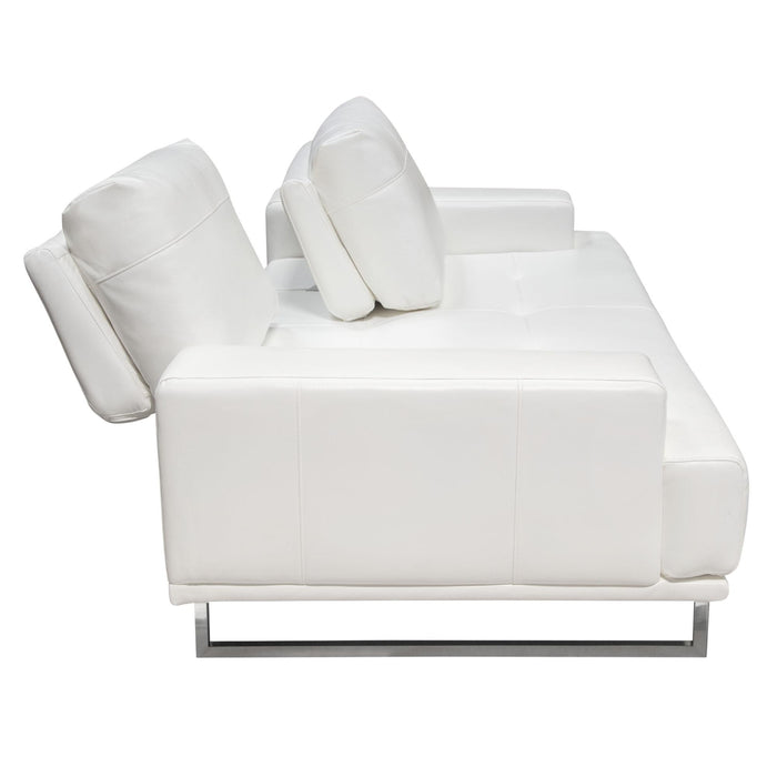 Russo Sofa w/ Adjustable Seat Backs in White Air Leather by Diamond Sofa