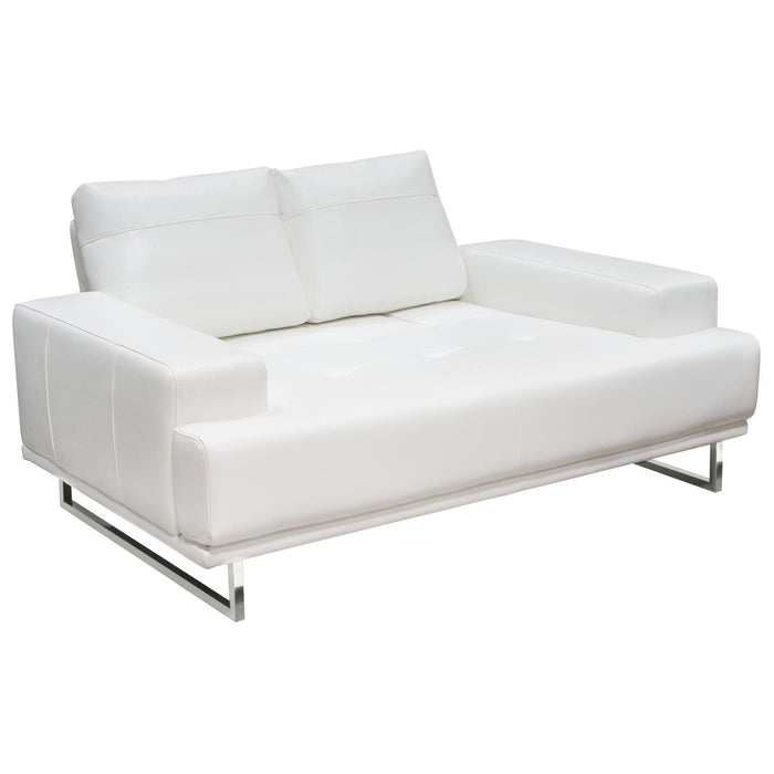 Russo Loveseat w/ Adjustable Seat Backs in White Air Leather by Diamond Sofa