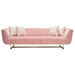 Venus Sofa in Blush Pink Velvet w/ Contrasting Pillows & Gold Finished Metal Base by Diamond Sofa image