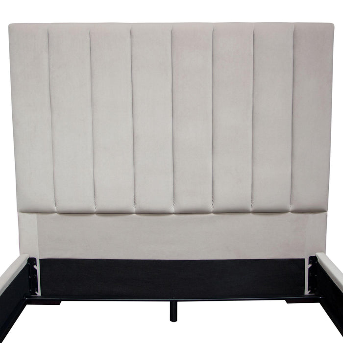 Venus Vertical Channel Tufted Eastern King Bed in Light Grey Velvet by Diamond Sofa