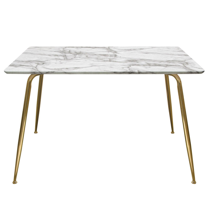 Chance Faux Marble Top Rectangular Dining Table w/ Brushed Gold Metal Legs by Diamond Sofa image