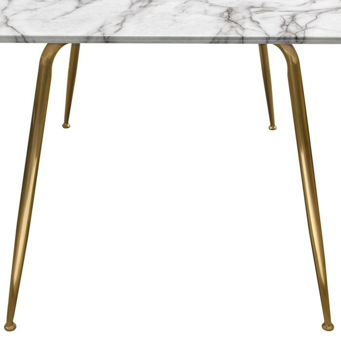 Chance Faux Marble Top Rectangular Dining Table w/ Brushed Gold Metal Legs by Diamond Sofa