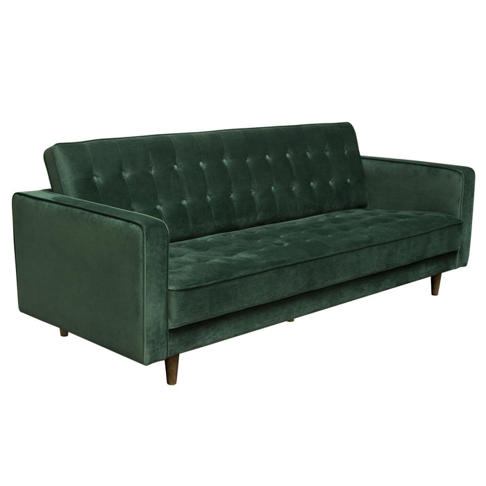 Juniper Tufted Sofa in Hunter Green Velvet with (2) Bolster Pillows by Diamond Sofa