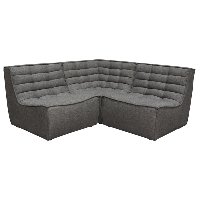 Marshall 3PC Corner Modular Sectional w/ Scooped Seat in Grey Fabric by Diamond Sofa