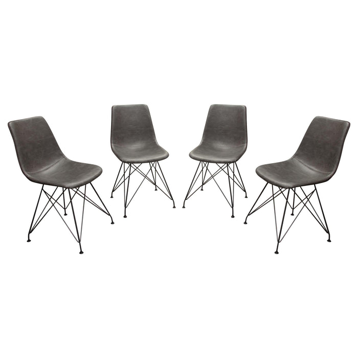 Theo Set of (4) Dining Chairs in Weathered Grey Leatherette w/ Black Metal Base by Diamond Sofa image