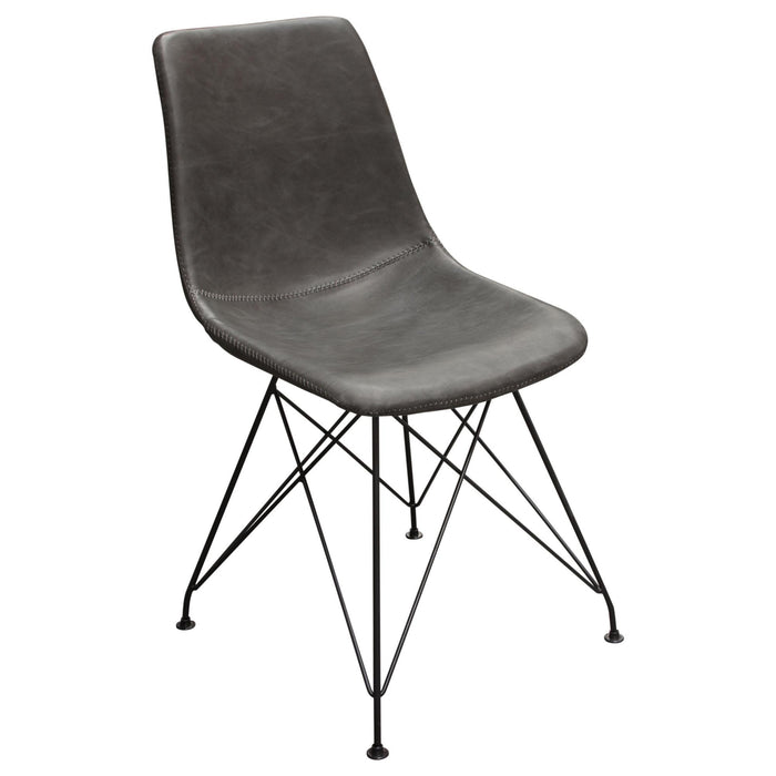 Theo Set of (4) Dining Chairs in Weathered Grey Leatherette w/ Black Metal Base by Diamond Sofa