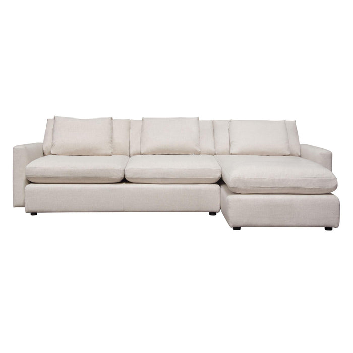 Arcadia 2PC Reversible Chaise Sectional w/ Feather Down Seating in Cream Fabric by Diamond Sofa