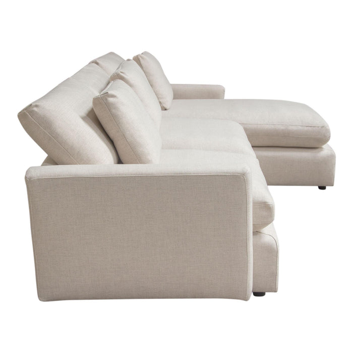 Arcadia 2PC Reversible Chaise Sectional w/ Feather Down Seating in Cream Fabric by Diamond Sofa