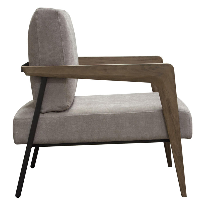 Blair Accent Chair in Grey Fabric with Curved Wood Leg Detail by Diamond Sofa