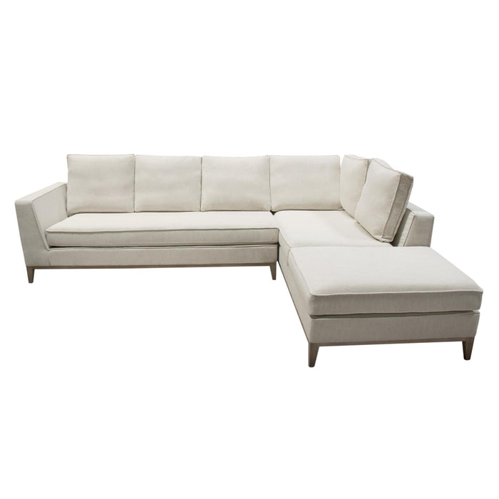 Haven RF 2PC Sectional in Cream Polyester Fabric w/ Loose Pillow Back & Wood Leg Accent by Diamond Sofa