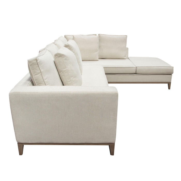 Haven RF 2PC Sectional in Cream Polyester Fabric w/ Loose Pillow Back & Wood Leg Accent by Diamond Sofa