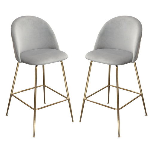 Lilly Set of (2) Bar Height Chairs in Grey Velvet w/ Brushed Gold Metal Legs by Diamond Sofa image