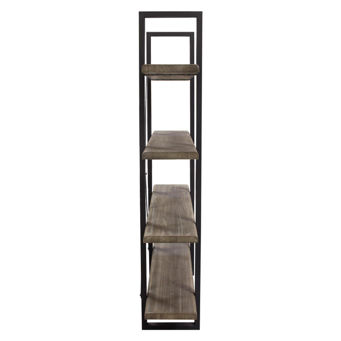 Montana 73" 4-Tiered Shelf Unit in Rustic Oak Finish with Iron Frame by Diamond Sofa