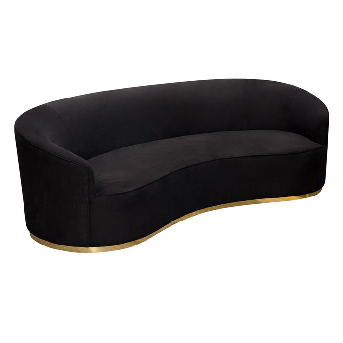 Raven Sofa in Black Suede Velvet w/ Brushed Gold Accent Trim by Diamond Sofa