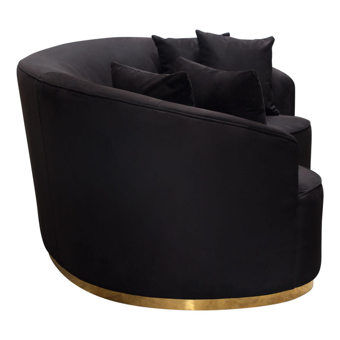 Raven Sofa in Black Suede Velvet w/ Brushed Gold Accent Trim by Diamond Sofa