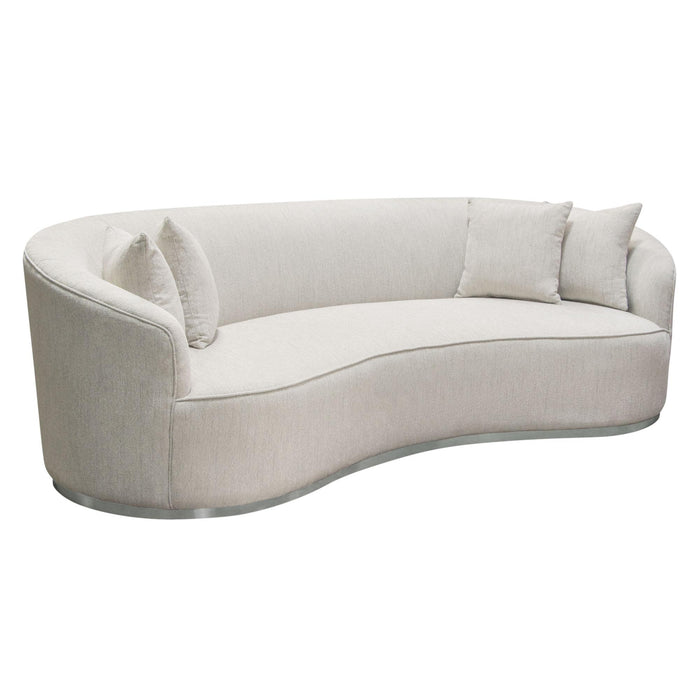 Raven Sofa in Light Cream Fabric w/ Brushed Silver Accent Trim by Diamond Sofa