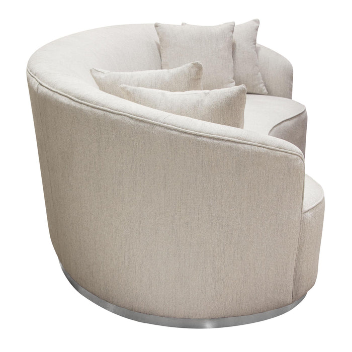 Raven Sofa in Light Cream Fabric w/ Brushed Silver Accent Trim by Diamond Sofa