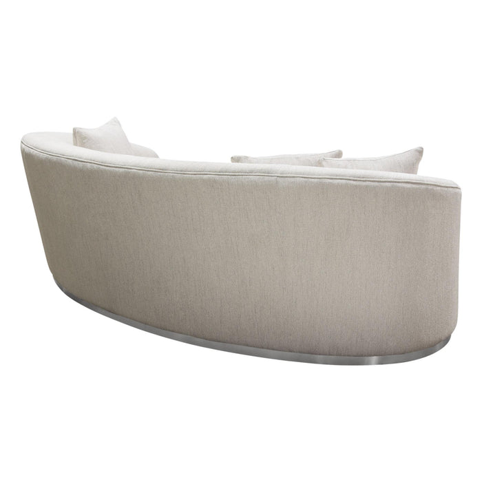 Raven Sofa in Light Cream Fabric w/ Brushed Silver Accent Trim by Diamond Sofa