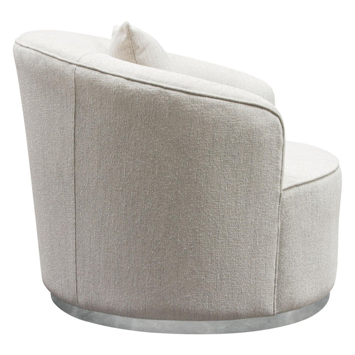 Raven Chair in Light Cream Fabric w/ Brushed Silver Accent Trim by Diamond Sofa