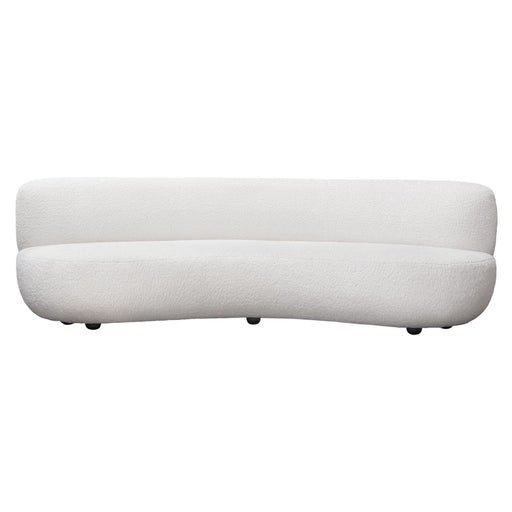 Simone Curved Sofa in White Faux Sheepskin Fabric by Diamond Sofa image