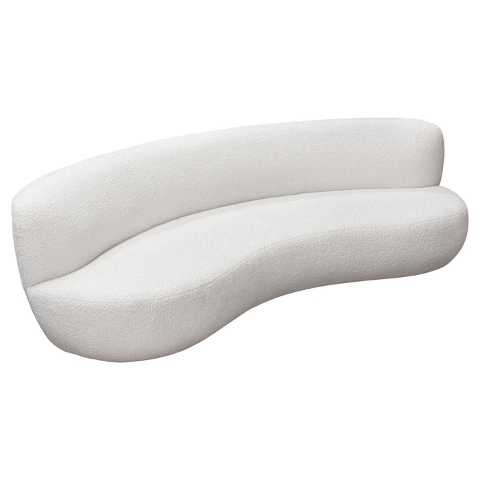 Simone Curved Sofa in White Faux Sheepskin Fabric by Diamond Sofa