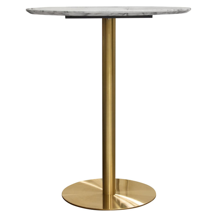 Stella 36" Round Bar Height Table w/ Faux Marble Top and Brushed Gold Metal Base by Diamond Sofa