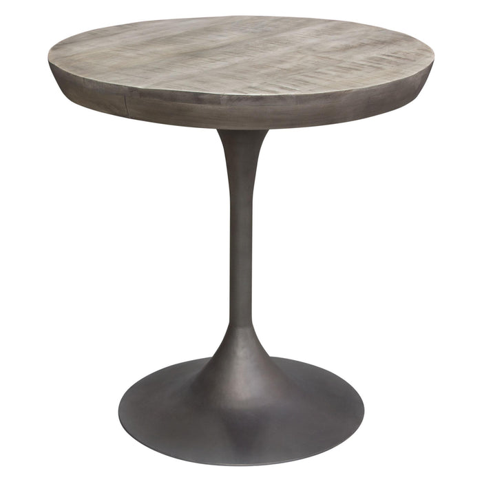 Beckham 30" Round Dining Table w/ Solid Mango Wood Top in Grey Finish w/ Gun Metal Base by Diamond Sofa