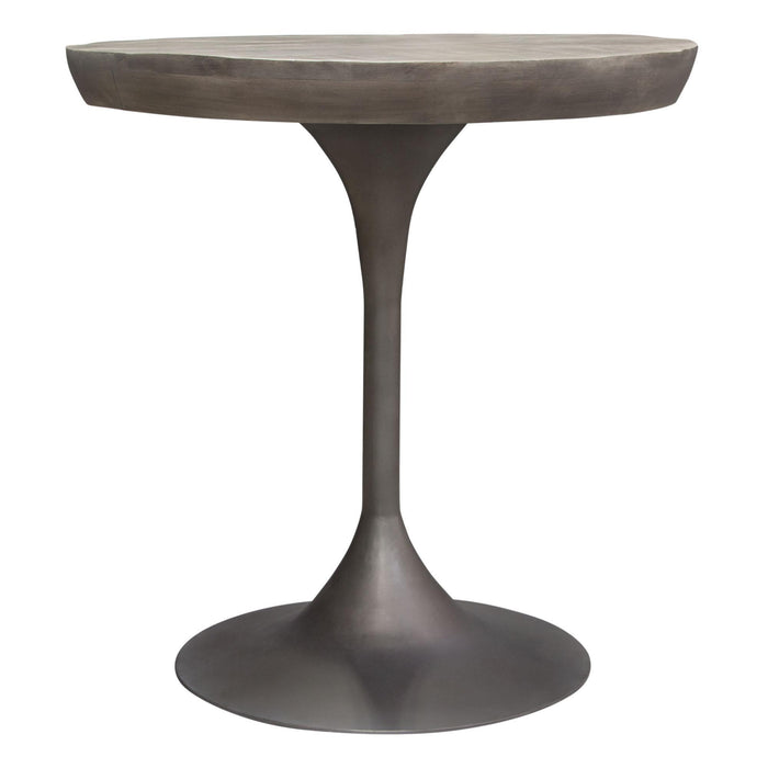 Beckham 30" Round Dining Table w/ Solid Mango Wood Top in Grey Finish w/ Gun Metal Base by Diamond Sofa