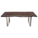 Bowen Solid Acacia Wood Top Dining Table with Live Edge in Espresso Finish w/ Nickel Plated Base by Diamond Sofa image