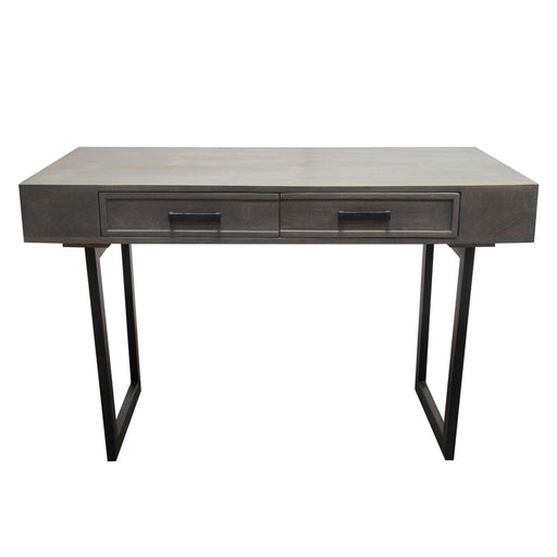 Hammond 2-Drawer Writing Desk in Solid Mango Wood Grey Finish & Black Iron Legs by Diamond Sofa image